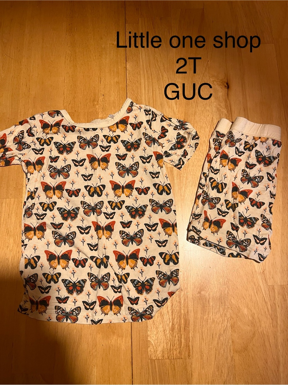 Little One Shop Cream Butterfly Pajama Set - 2T